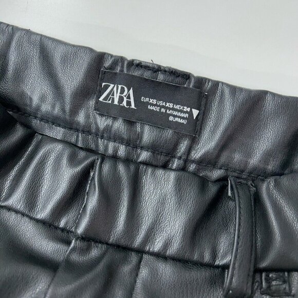 Zara Faux Leather Flare Pants Womens Size XS Black - Picture 3 of 10